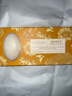 Brand New! Castelbel Honey Aromatic Soaps Gift Set - Yellow Floral Box 3 Pack